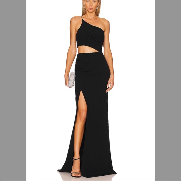 Cinq a Sept Sanda One-Shoulder Cut-Out Gown - Black, size 8 - Picture 1 of 5